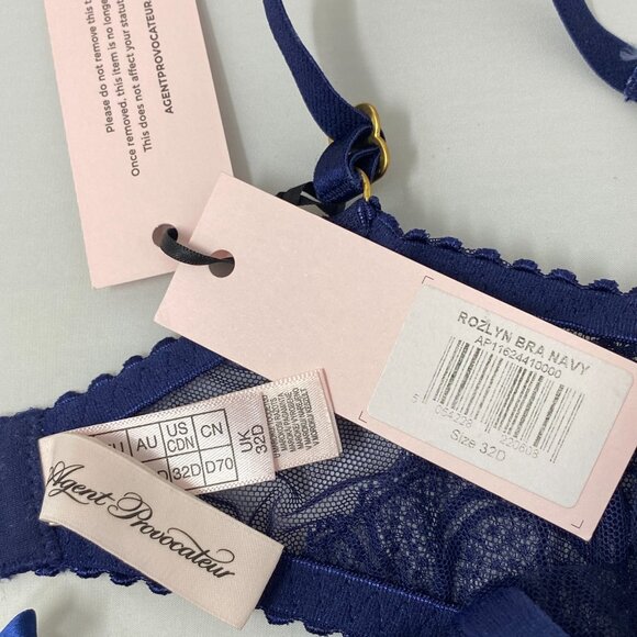 Agent Provocateur Rozlyn Navy Bra 32D NWT $255 - Picture 12 of 12